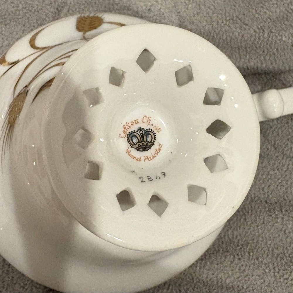 Vintage Lefton Tea Cup and saucer Gold and White